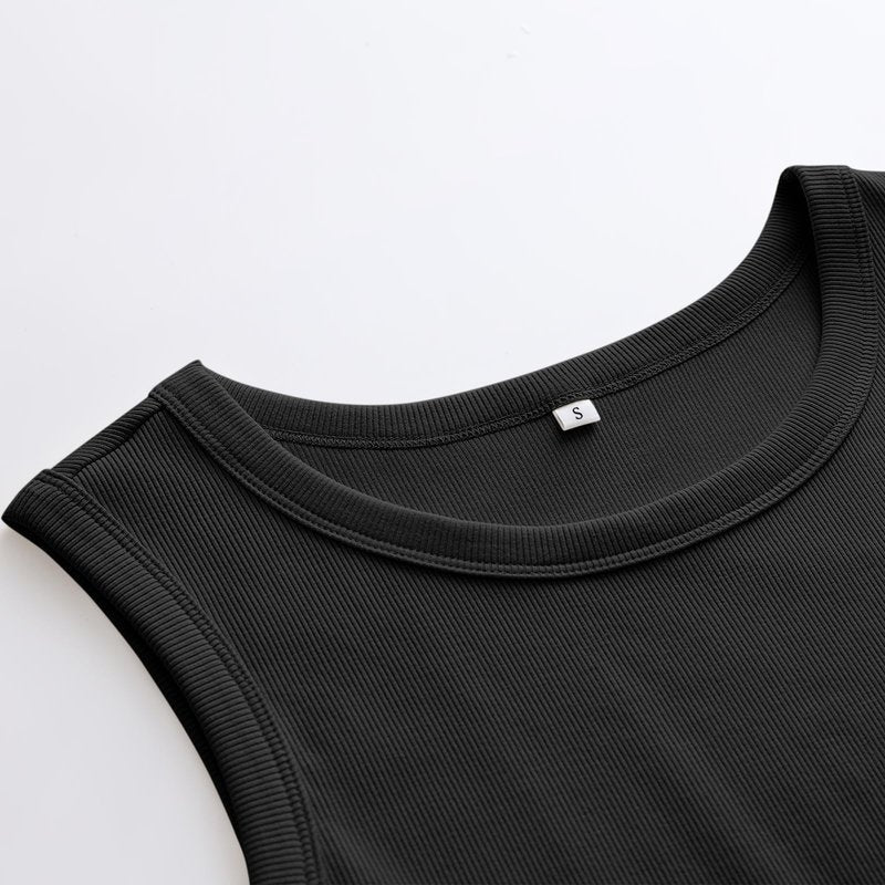 ANRABESS Womens Sleeveless High Neck Tank Tops Fashion Summer Casual Basic Slim Fit Ribbed Racerback Top Shirt Clothes Black-L