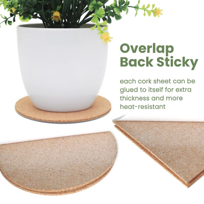 GravGrow 72 Pcs 2mm Thick Self-Adhesive Cork Sheets Cork Coasters, 4 x 4 Inch Square Cork Board Cork Tiles, Backing Cork Mats with Strong Adhesive-Backed for DIY Coasters, Brown, UN004-3