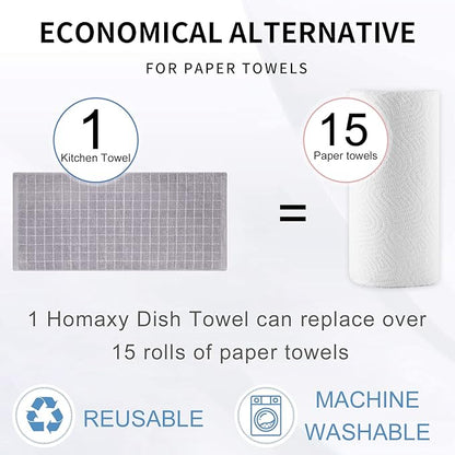 Homaxy 100% Cotton Terry Kitchen Towels, Checkered Designed, Soft and Super
