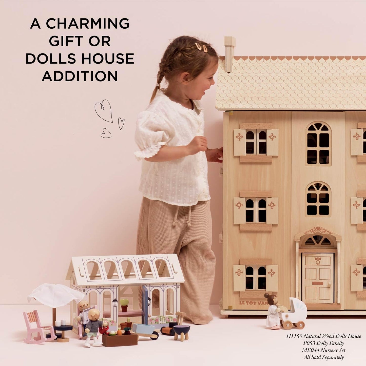 Le Toy Van Wooden Dolls House Conservatory Extension – FSC® 100% Certified Sustainable Add-On – Plastic-Free Furniture Accessory for Kids