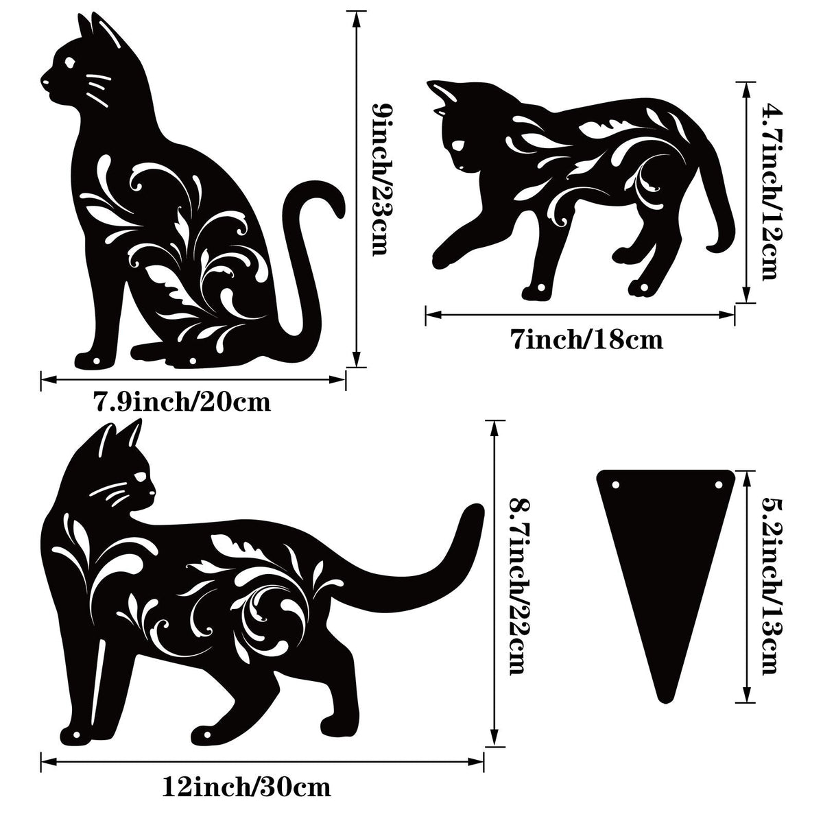 URATOT 3 Pack Metal Cat Garden Statues Black Cat Silhouette Cats Decorative Stakes Garden Outdoor Statues Animal Stakes for Yard Decor and Lawn Ornaments