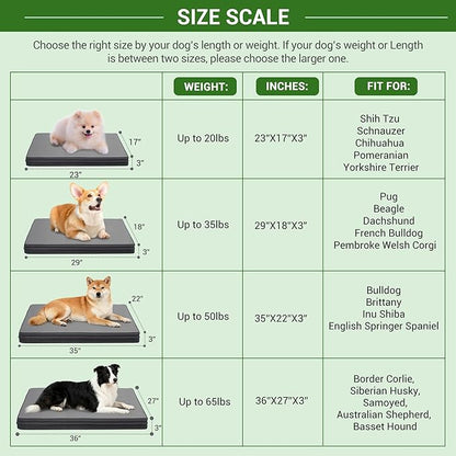 Vonabem Outdoor Waterproof Dog Bed Washable, Medium Crate Pad 30 inch, Cooling Wipeable Leather Puppy Bed with Removable Cover Reversible, Foam Durable Anti-Slip Pet Kennel Pads 29"x18" Grey