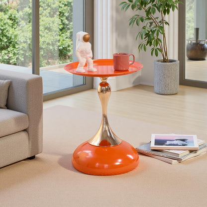 Sleek Hourglass Side Table - Stylish Modern Design Perfect for Living Rooms, Cafes, Dining Areas, Bedrooms, and Outdoors - Chic Decorative Accent (1, Hermes Orange)