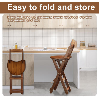 Yuxitia Folding Bar Stool Kitchen24 inch Folding Kitchen Counter Chair Portable Wooden Bar Stool Outdoor Shop Kitchen Restaurant Coffee Stool 1 (Brown)
