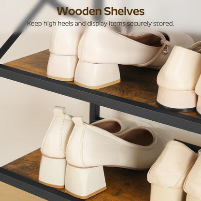 YATINEY 10-Tier Tall Shoe Rack and 8-Tier Tall Shoes Rack, Slim Shoe Organizer for Entryway, Thin Shoe Rack for Closet, Narrow Shoe Storage Shelf with Wooden Panel, Space Saving SS210BR-SS18BR
