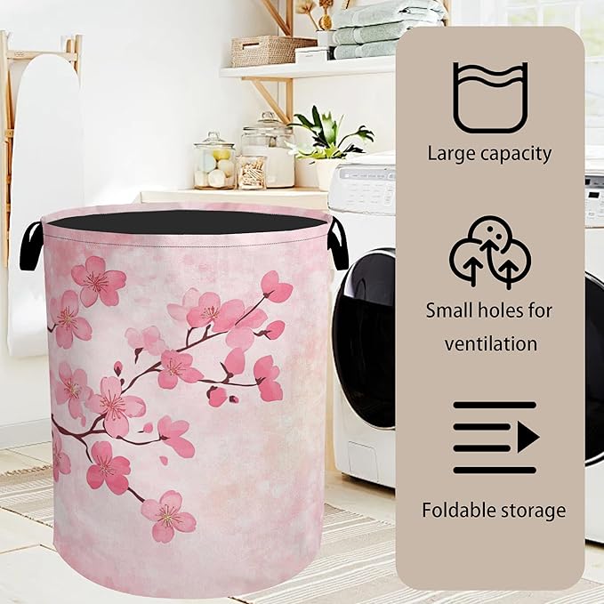 Pink Cherry Blossoms Laundry Basket