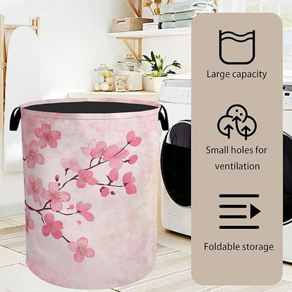 Pink Cherry Blossoms Laundry Basket