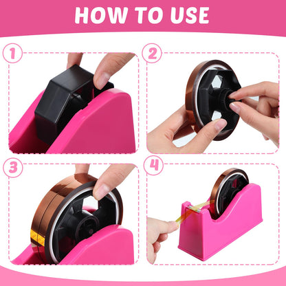 Kosiz 20 Pcs Heat Tape Dispenser Set 6 Multi Size Heat Tape for Sublimation 2 Press Gloves Resistant with Silicone Bumps Mini Cutter Pen Set Nonskid Weighted Base Holder(Rose Red)