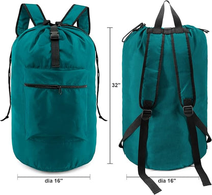 BeeGreen Laundry-Bag-Portable-Backpack, Mars Green Nylon Drawstring -Laundry