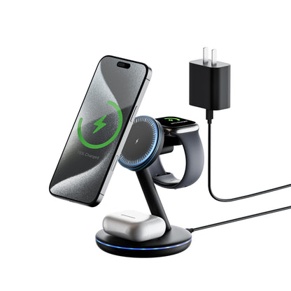 TESSAN 3 in 1 Charging Station Compatible with MagSafe, Magnetic Wireless Charger Stand for iPhone 17/16/15/14/13 Series, Charging Dock for Apple Watch & AirPods, Includes Cable and 20W Adapter