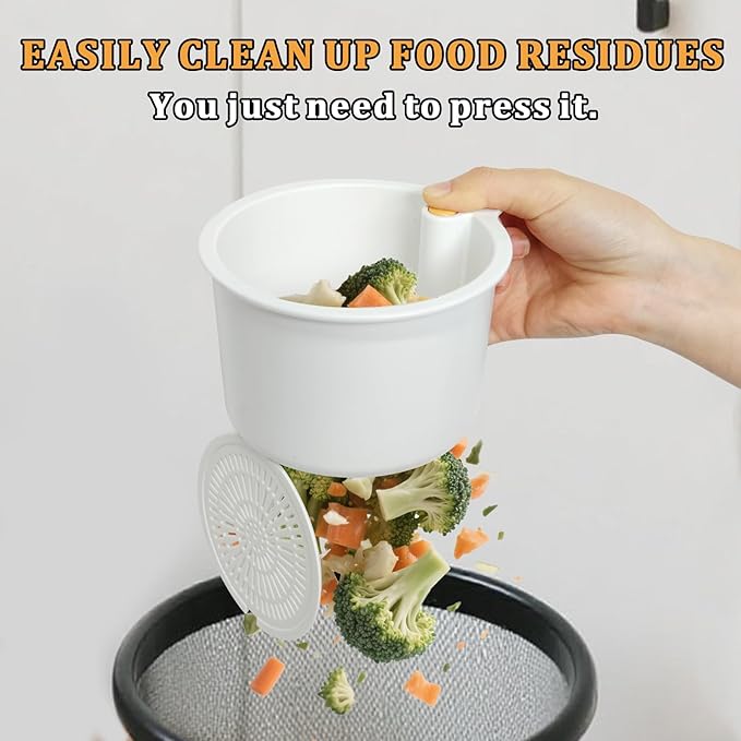 Sink Strainer Basket with One-Touch Drain Mesh, Snap-On Strap & Detachable