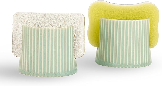 Ceramic Sponge Holder for Kitchen Sink, Sink Caddy Organizer, Dish Sponge