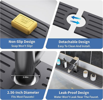 Stone Faucet Mat for Kitchen Sink, Water Absorbing Sink Water Splash Guard