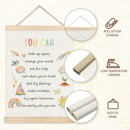 IAFQWDS Kids Affirmations Wall Art Hanging Poster Framed, Self Acceptance Mental Health Wall Decor Prints for Kids Room Classroom Playroom Calming Corner School Counselor Therapy Office, 12x16 Inch