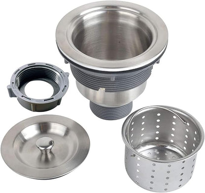 3-1/2 Inch Sink Drain Assembly Kit, Removable Deep Sink Strainer Basket