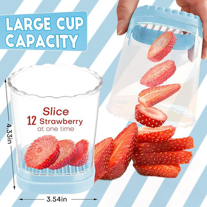 Creative Strawberry & Fruit Slicer - Detachable Cutter with Push Plate (Light Blue)