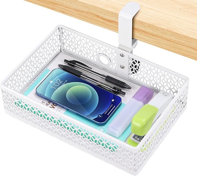 ROSYLIN Heavy Duty Clamp On Under Desk Drawer Organizer Storage Tray Basket
