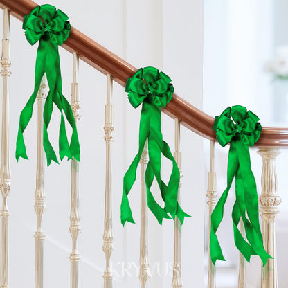 Kryvus Emerald Green Satin Wired Ribbon, 1.5 inch X Continuous 10 Yards Luxury Double Faced Satin Wire Edge Ribbon for Gift Wrapping, Wreaths, Flower Bouquet, Wedding Decorations, Home Decor