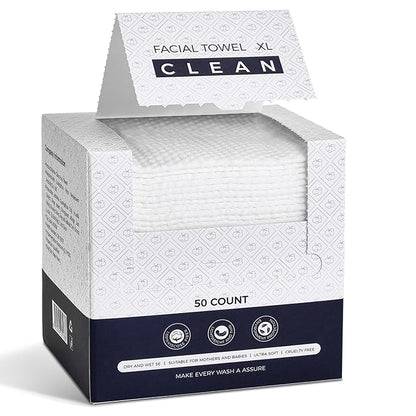 Disposable Face Towels XL, Viscose Biodegradable Large Dry Wipes, Super Soft &