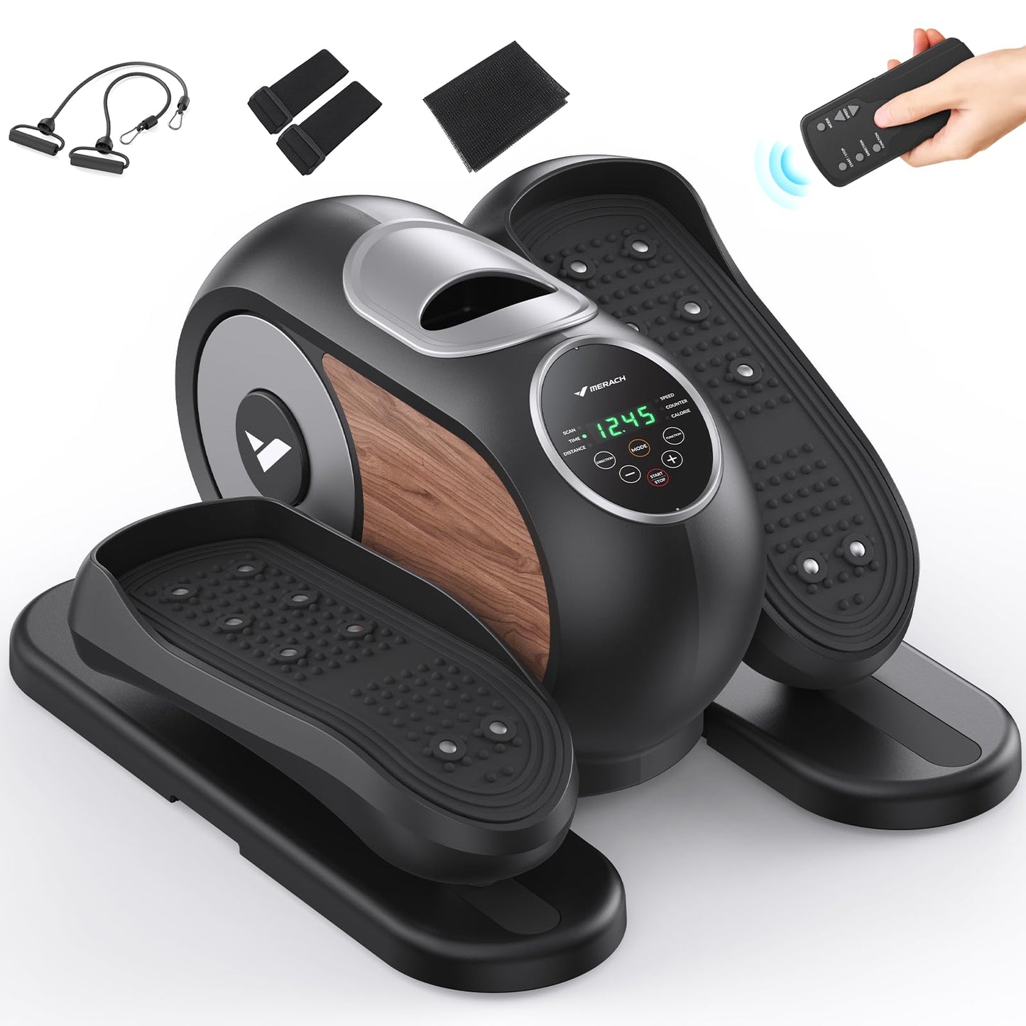 MERACH Under Desk Elliptical, Electric Ellipse Leg Exerciser as Seen on TV for Seniors with Remote Control & 12 Adjustable Speeds, Quiet Portable Seated Pedal Exerciser Machine for Home