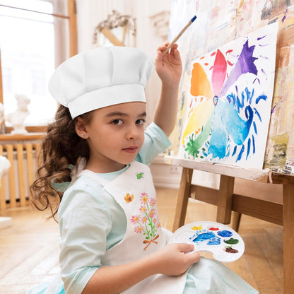 BOUBONI 12 Sets Kids Apron and Chef Hat Set Adjustable Toddler Apron with Colored Pen Template for Baking Painting Crafts