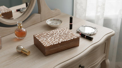 Great Birthday Gift Ideas Handmade Decorative Wooden Jewelry Box Jewelry Organizer Keepsake Box Treasure Chest Trinket Holder Watch Box Storage Box Housewarming Gifts Women