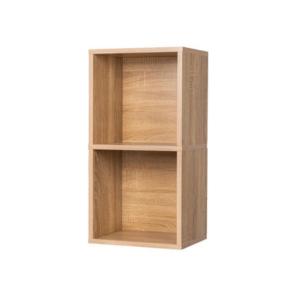 2 Cube Storage Organizer Wooden Bookshelf, 2 Cube Shelf Bookcase, Small Bookshelf Storage Organizer, 2 Cube Storage Shelf for Bedroom, Small Bookshelf for Living Room and Office (Natural, 2 Cube)