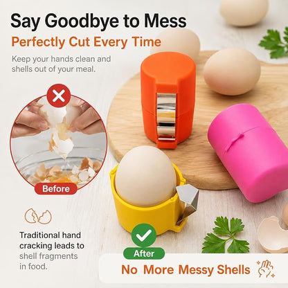 Handheld Egg Shell Opener, Eggshell Separator and Cutter, Food Grade PP Stainless Steel Egg Topper Cutter for Chicken Duck Eggs, Portable Lightweight Kitchen Gadget for Home Cooking Baking (orange)
