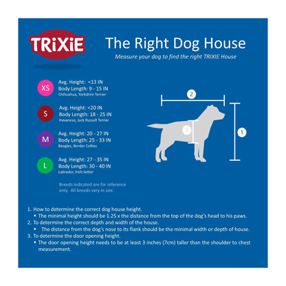 TRIXIE Natura Classic Dog House – Outside, Large, Weatherproof Sealer & Hinged Roof, Adjustable Legs