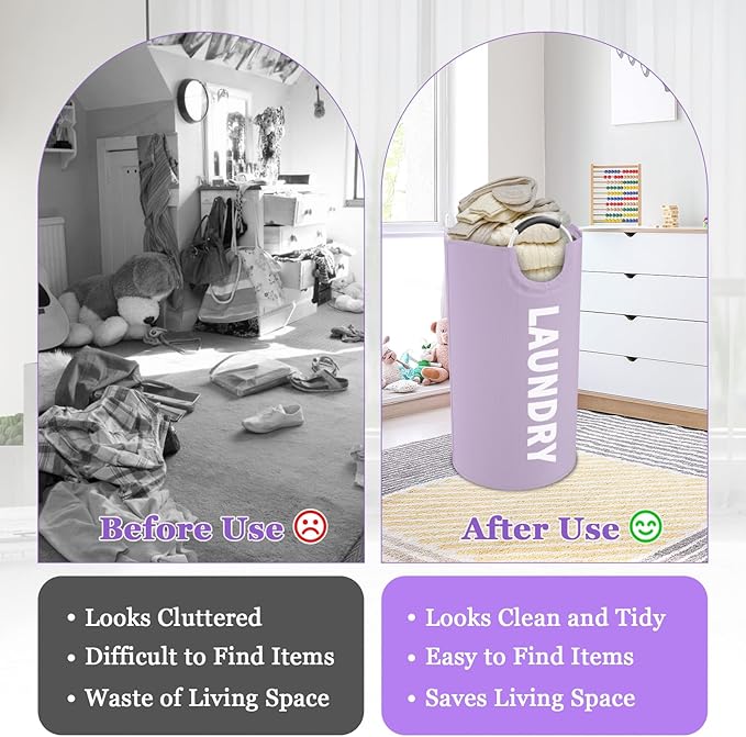 2Pack 95L Purple Collapsible Laundry Basket