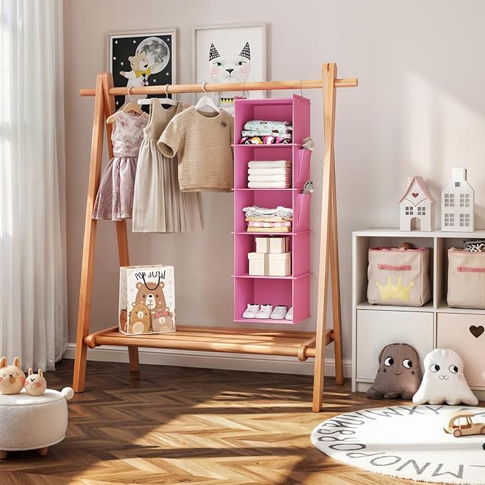 YOUDENOVA Hanging Closet Organizer, 5-Shelf Closet Hanging Storage Shelves