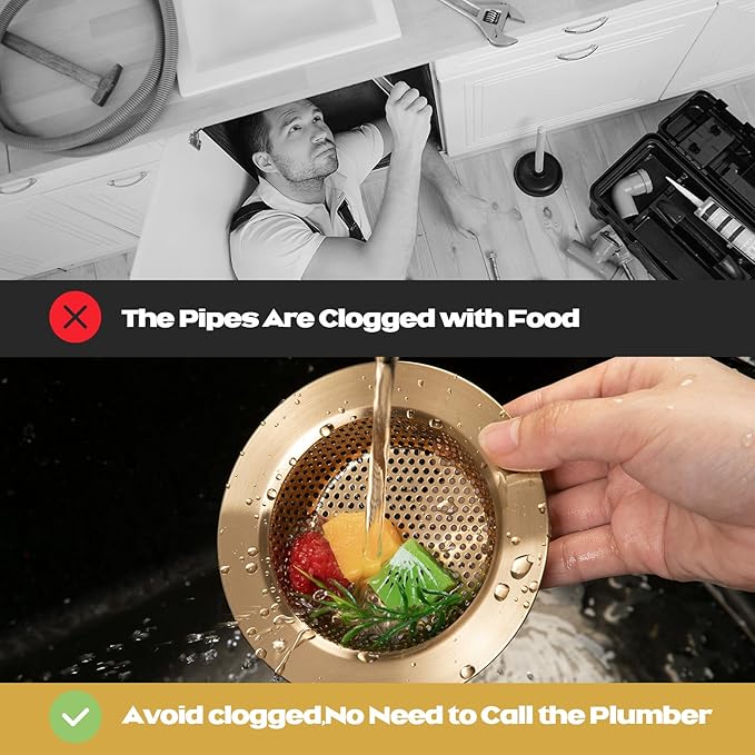 Retisee 2 Pcs Sink Strainer Stainless Steel Kitchen Sink Drain Strainer Basket