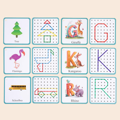 Auvewilo Wooden Geoboard Path Planning Educational Toy for Kids 5+