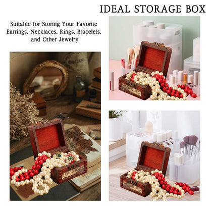 GemJelry Wooden Jewelry Box, Classical Wood Jewlery Box Jewelery Storage Box Case Holder Jewellery Chest Mom Gifts Antique Trinket Organizer Treasure Box for Women Girls Ring Necklace Earring