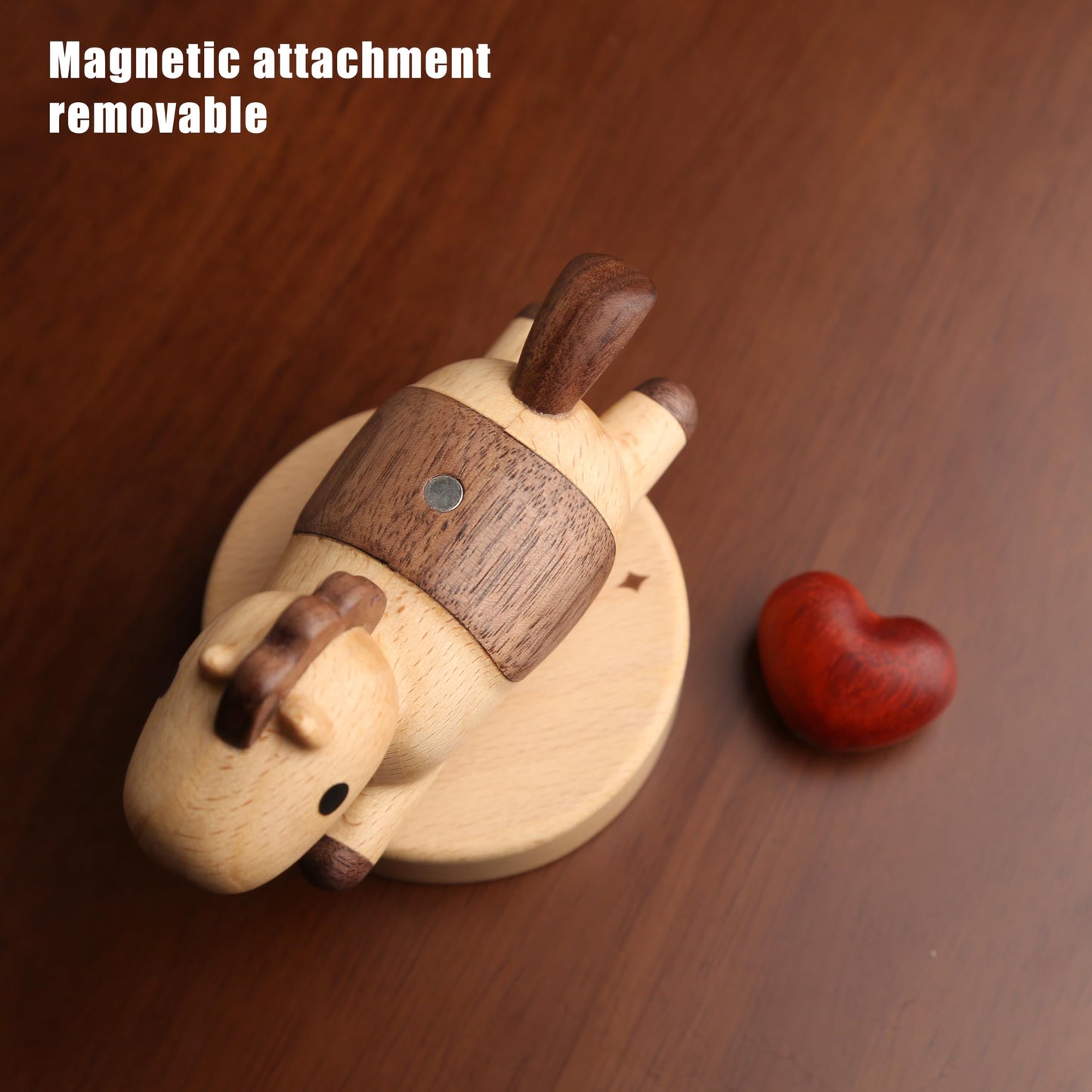 YANISM Wooden Horse Figurine with Magnetic Heart,Spring Swaying Ornament,Romantic Love Right Away Gift for Her or Him,Year of the Horse Gift