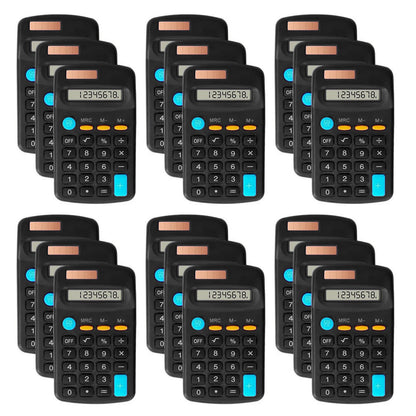 18 Pack Basic Calculators for Students, Pocket Calculator Bulk Classroom Mini Calculators Solar and Battery Dual Powered Handheld Calculator 8 Digit Display for Office School and Home (Black)