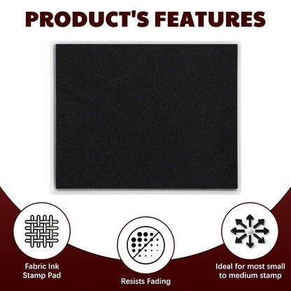 LemonSecret 2 Pack Black Permanent Fabric Ink Stamp Pad 4.7 x 4 Inch Washable Crisp Black Ink Pad for Fabric Crafts, Labels Gifts Works with Rubber Stamps