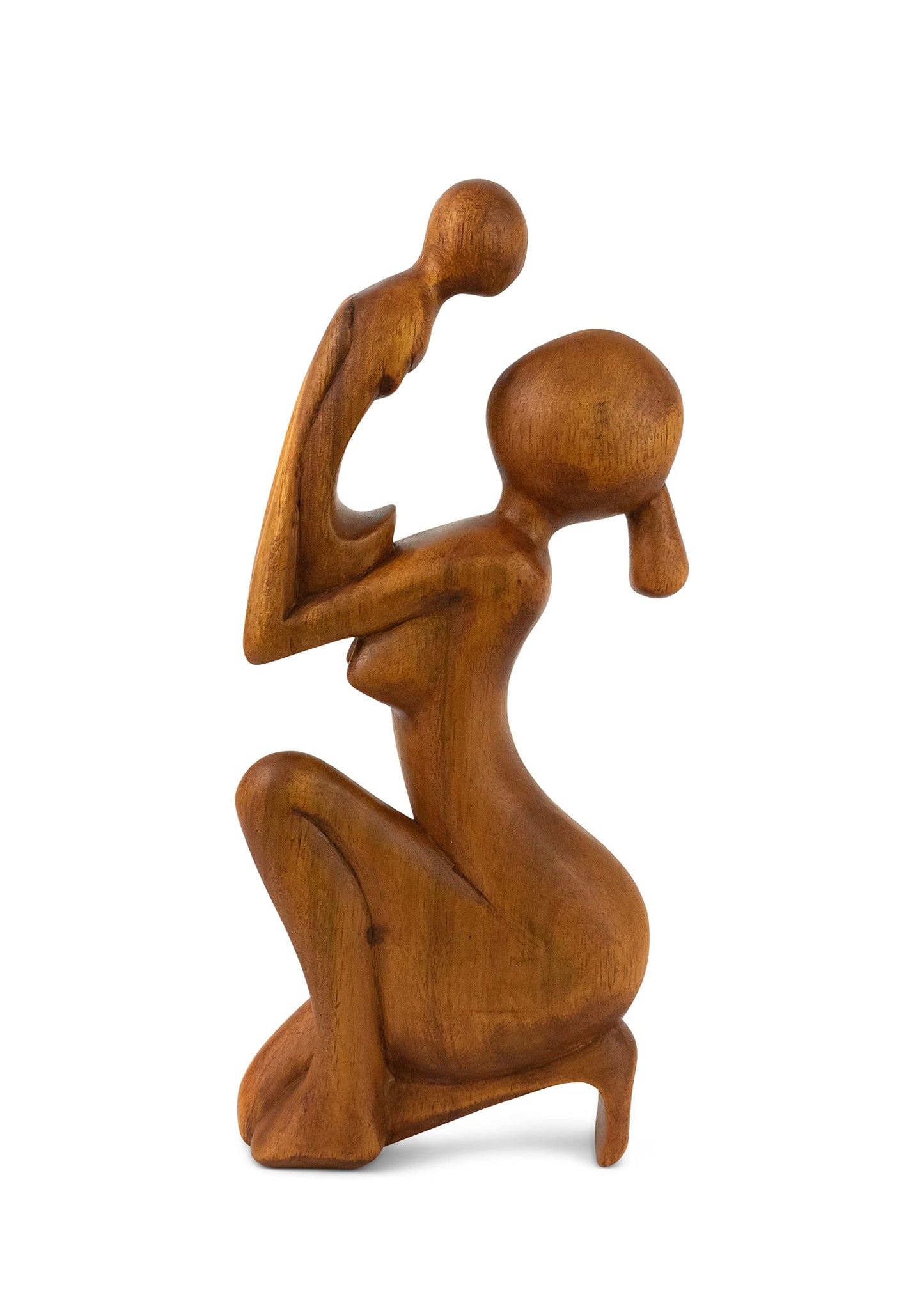 G6 Collection Wooden Handmade Abstract Mother and Child Sculpture Handcrafted Gift Art Decorative Home Decor Figurine Accent Decoration Artwork Hand Carved, Mother and Baby Statue