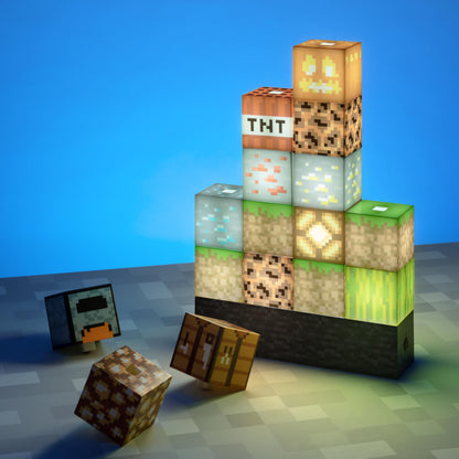Paladone Minecraft Building Block Night Light – Officially Licensed LED Lamp for Boys’ Bedrooms, Gaming Decor & Gifts – Fun Minecraft Room Accessory