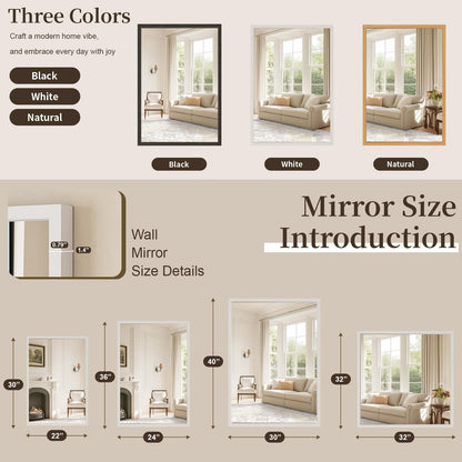 Syndra Square White Wood Frame Bathroom Mirror, 32''x32'' Modern Vanity Mirror for Wall, Waterproof Slim Deep Frame, HD Tempered Glass Mirror for Living Room, Bedroom, Entryway, Rustic, Farmhouse
