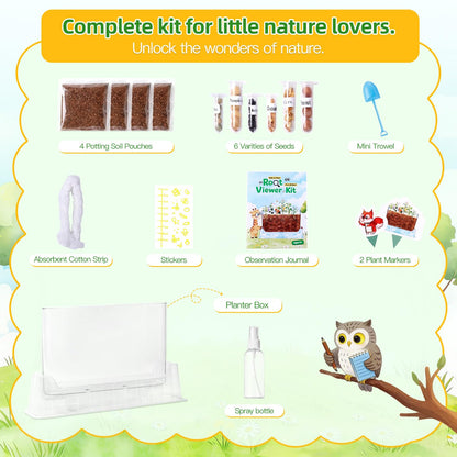 TitaniX Root Viewer Kit for Kids with 6 Seed Varieties, STEM Science Toy & Craft Growing Kits for Boys & Girls, Grow Your Own Plant for Ages 4-8 Birthday Gifts for Boy,4, 5, 6, 7, 8, Year Old