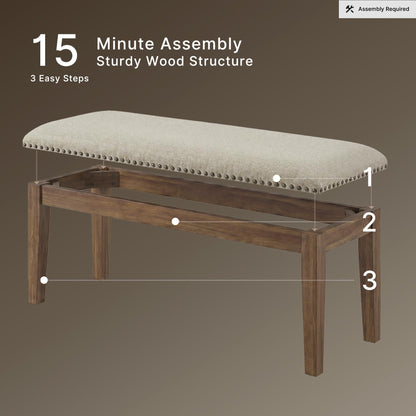 Signature Design by Ashley Moriville Casual Rustic Upholstered Dining Bench, Grey & Brown