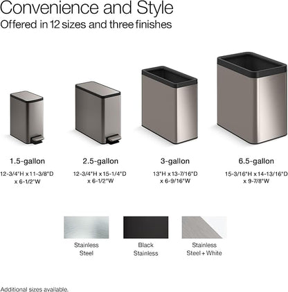 Kohler K-31315-STW 22-Liter Dual-Bin Open-Top Trash Can, White Stainless Steel