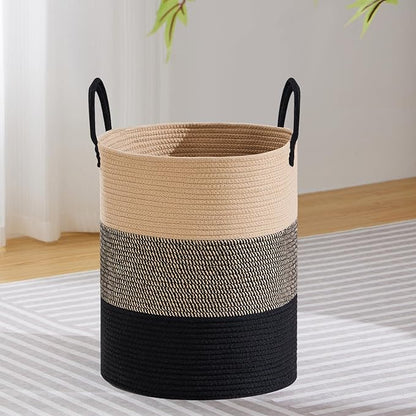 VIPOSCO Large Laundry Hamper, Tall Woven Rope Storage Basket