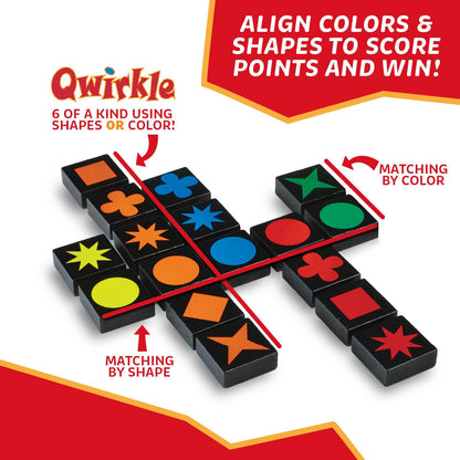 MindWare Qwirkle with Trays Board Game for Kids Ages 6+ Strategy Tile Game for Family Game Night 2-4 Players with 108 Wooden Tiles and 4 Trays