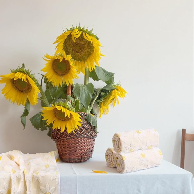 2 Pack Sunflower Hand Towels for Bathroom 14 x 29 in Spring Floral Flower