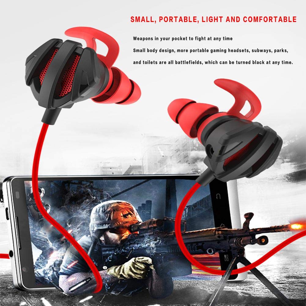 Eachbid Gaming Wired Earphone 3.5mm in-Ear Headphones with Dual Mic Gaming Headset for PS4 PUBG 3D Earbuds for Tablets Notebook Computer Black