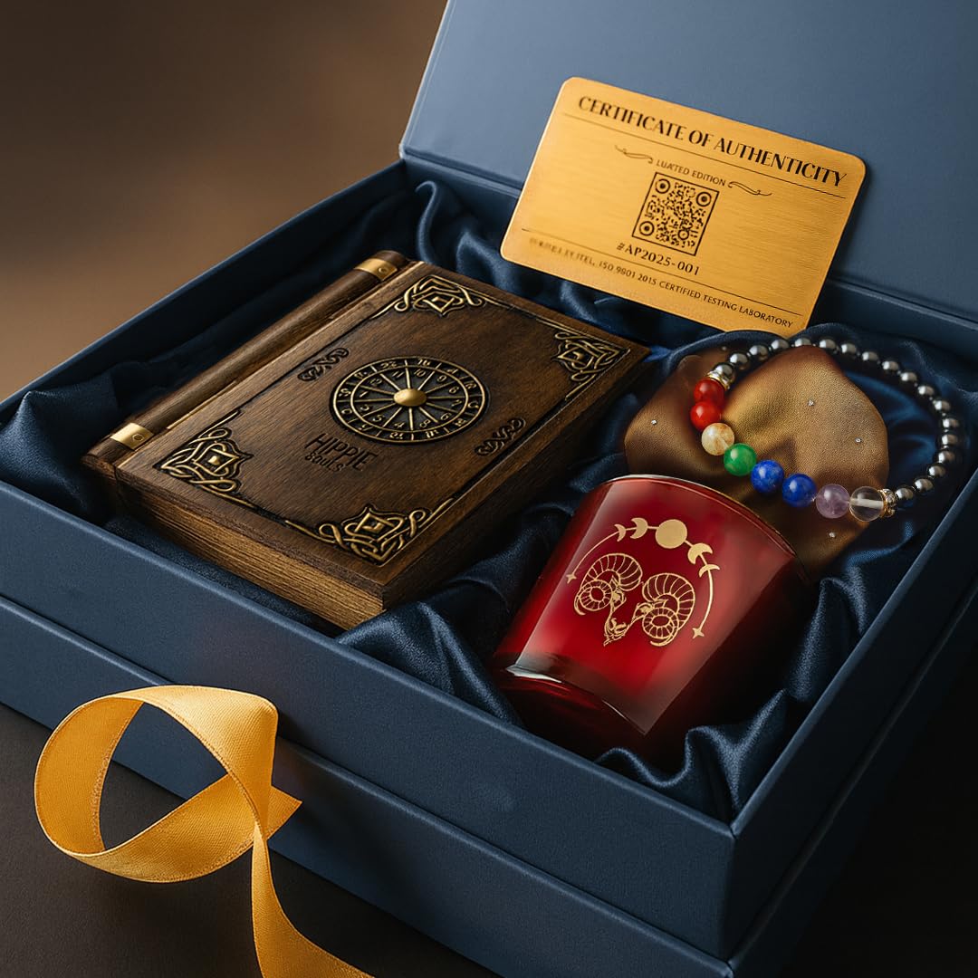 Aries Zodiac Talisman Necklace – 24K Gold Plated, Handcrafted with Red Carnelian Gemstone. Limited-Edition Astrology Pendant in Wooden Heirloom Box. Sacred Jewelry for Women.