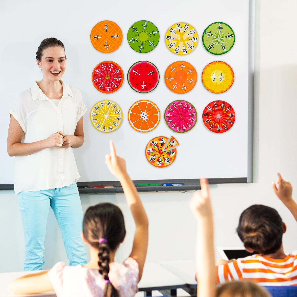 112 PCS Yummy Magnetic Fractions - Magnetic Fraction Tiles & Circles, Bars, Classroom Math Manipulatives, Fraction Manipulatives for Elementary Teachers 2nd, 3rd, 4th, 5th Grade - Simply Magic