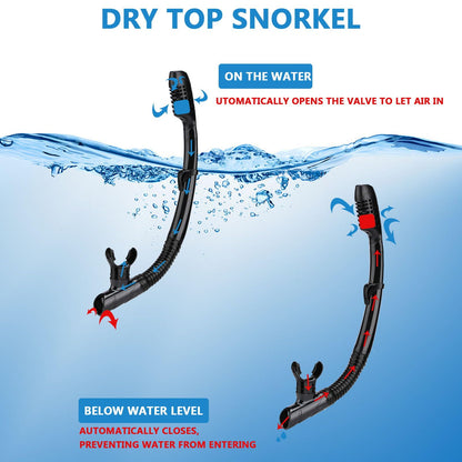 Snorkel mask Snorkeling Set for Adults and Youth, Diving mask and Full Dry Snorkel Swim Googles is Suitable for Snorkeling, Dive Scuba Diving, Swimming (Black+Pink（2 Set）)